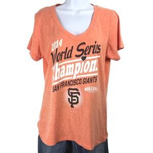 SF Giants 2014 World Series V Neck Baseball Tee L
